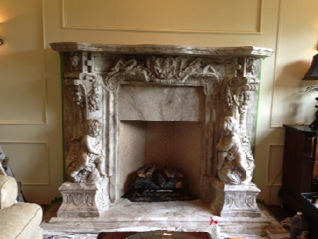 Marbleized fireplace
