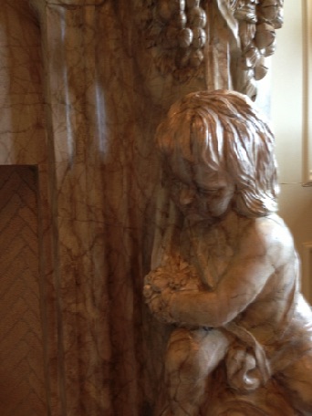 Close up of Marbleized fireplace