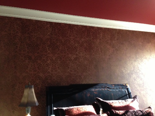 Allover Design wine color bedroom