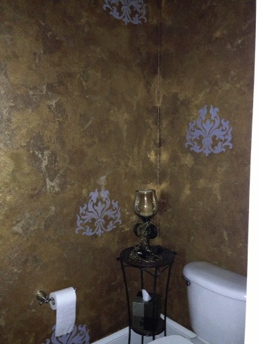 Gold Leaf and Blue Stencils